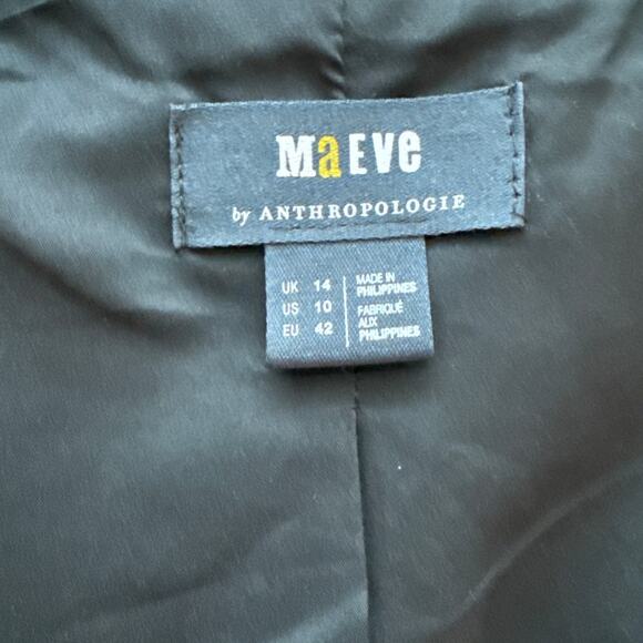 Anthropologie Maeve Oversized Plaid Equestrian Blazer Black Motif Size 10 - Picture 8 of 12